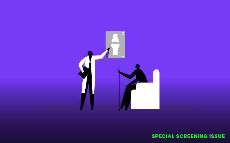 illustrations of Doctor speaking to Patient