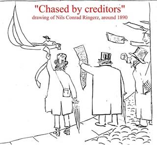 Chased By Creditors (Cartoon)