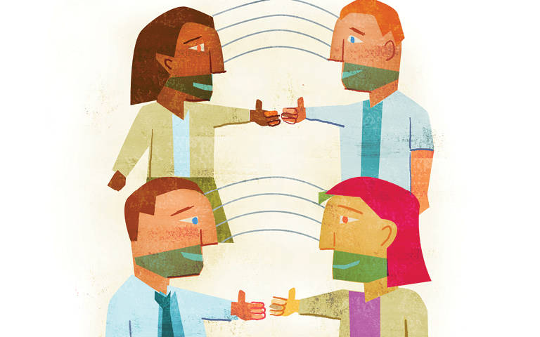 Illustration of doctors and patients giving each other a thumbs up