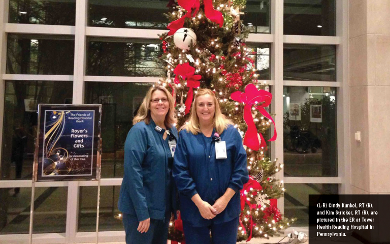  (L-R) Cindy Kunkel, RT (R), and Kim Stricker, RT (R), are pictured in the ER at Tower Health Reading Hospital in Pennsylvania.
