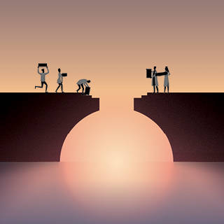 illustration — doctors building a bridge