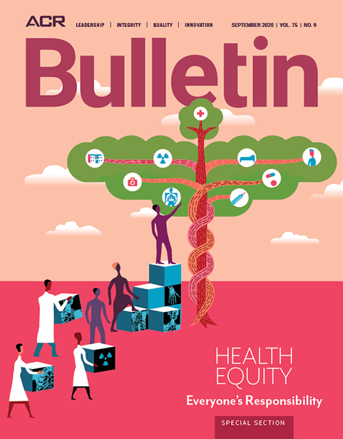 Illustration of doctors helping patients over barriers to pluck health equity fruit from tree