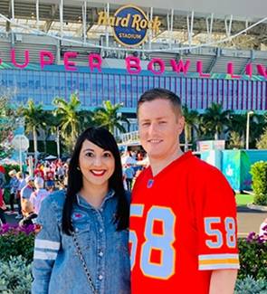 Amy K. Patel, MD, and her fiance at the Superbowl