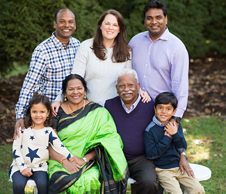 Arun Krishnaraj, MD, MPH, FSAR, has a close-knit family that includes his wife, Sarah, and his children, parents, and brother.