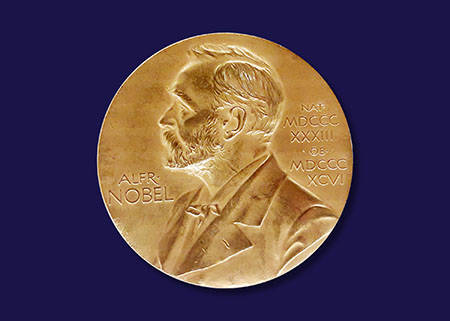 The official Nobel Prize medal, individually engraved for each laureate.